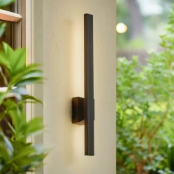 Lindby LED buiten wandlamp Sakari, zwart, aluminium, 50 cm hoog