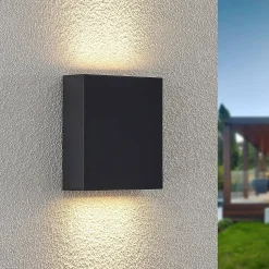 Lindby LED buiten wandlamp Ugar, 13cm, antraciet, omhoog/omlaag
