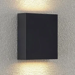 Lindby LED buiten wandlamp Ugar, 13cm, antraciet, omhoog/omlaag