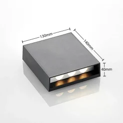 Lindby LED buiten wandlamp Ugar, 13cm, antraciet, omhoog/omlaag