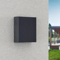 Lindby LED buiten wandlamp Ugar, 13cm, antraciet, omhoog/omlaag
