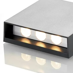 Lindby LED buiten wandlamp Ugar, 13cm, antraciet, omhoog/omlaag