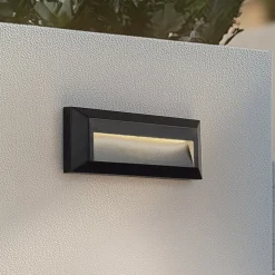 Lindby LED buiten wandlamp Peker, zwart, set van 2, PC