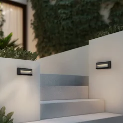 Lindby LED buiten wandlamp Peker, zwart, set van 2, PC