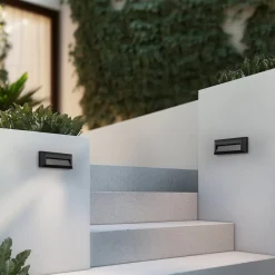 Lindby LED buiten wandlamp Peker, zwart, set van 2, PC