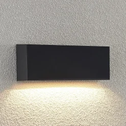 Lindby LED buiten wandlamp Jarte, 24 cm, down, grijs, IP65