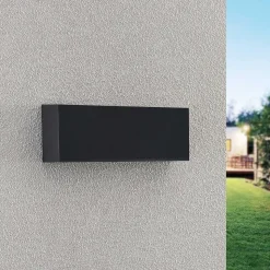 Lindby LED buiten wandlamp Jarte, 24 cm, down, grijs, IP65