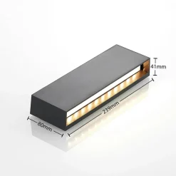 Lindby LED buiten wandlamp Jarte, 24 cm, down, grijs, IP65