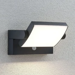 Lindby LED buiten wandlamp Sherin, draaibaar, bewegingsmelder