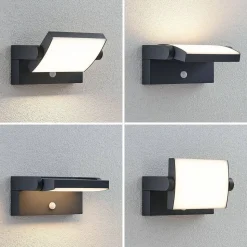 Lindby LED buiten wandlamp Sherin, draaibaar, bewegingsmelder