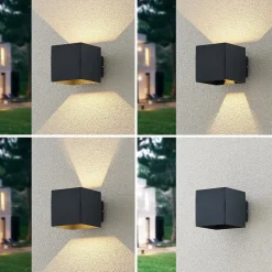 Lindby LED buiten wandlamp Esani, antraciet, omhoog/omlaag, IP54