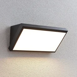 Lindby LED buiten wandlamp Abby, grijs, kunststof, IP65