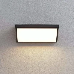 Lindby LED buiten wandlamp Abby, grijs, kunststof, IP65