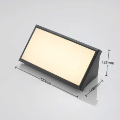 Lindby LED buiten wandlamp Abby, grijs, kunststof, IP65