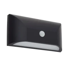 Lindby LED buiten wandlamp Siana, zwart, PC, sensor