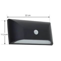 Lindby LED buiten wandlamp Siana, zwart, PC, sensor