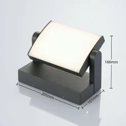 Lindby LED buiten wandlamp Sherin, draaibaar, grijs, aluminium