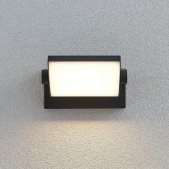 Lindby LED buiten wandlamp Sherin, draaibaar, grijs, aluminium