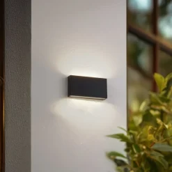 Lindby LED buiten wandlamp Jarte, zwart, metaal, 17cm, IP54