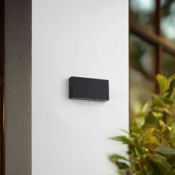 Lindby LED buiten wandlamp Jarte, zwart, metaal, 17cm, IP54