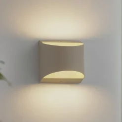 Lindby LED buiten wandlamp Lenore, beige, metaal, 13,5cm