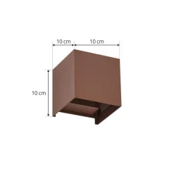 Lindby LED buiten wandlamp Nivar, hoekig, roest, metaal, IP54