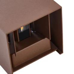 Lindby LED buiten wandlamp Nivar, hoekig, roest, metaal, IP54