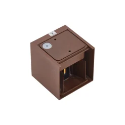 Lindby LED buiten wandlamp Nivar, hoekig, roest, metaal, IP54