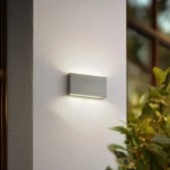 Lindby LED buiten wandlamp Jarte, grijs, metaal, 17cm, IP54