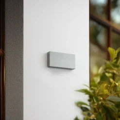 Lindby LED buiten wandlamp Jarte, grijs, metaal, 17cm, IP54