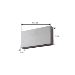 Lindby LED buiten wandlamp Jarte, grijs, metaal, 17cm, IP54
