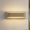 Lindby LED buiten wandlamp Lenore, beige, metaal, 36,5cm