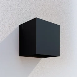 Lindby LED buiten wandlamp Glyn, zwart, metaal, 12cm, IP44