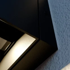 Lindby LED buiten wandlamp Glyn, zwart, metaal, 12cm, IP44