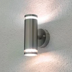 Lindby LED buiten wandlamp Tiberius, roestvrij staal, omhoog/omlaag, IP44