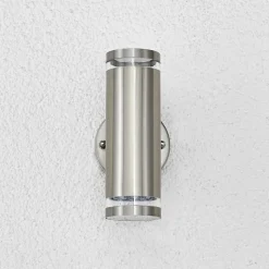 Lindby LED buiten wandlamp Tiberius, roestvrij staal, omhoog/omlaag, IP44