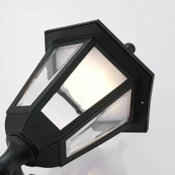 Lindby LED buiten wandlamp Iavo, sensor, zwart, lantaarn