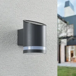 Lindby LED buiten wandlamp Bentlas, antraciet, IP44