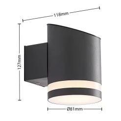 Lindby LED buiten wandlamp Bentlas, antraciet, IP44