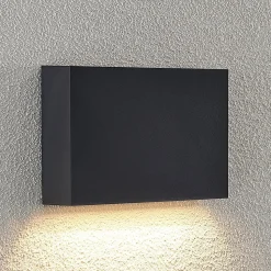 Lindby LED buiten wandlamp Jarte, 20 cm, down, grijs, IP65