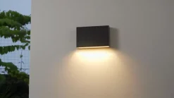 Lindby LED buiten wandlamp Jarte, 20 cm, down, grijs, IP65