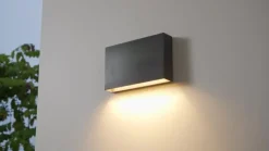 Lindby LED buiten wandlamp Jarte, 20 cm, down, grijs, IP65