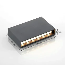 Lindby LED buiten wandlamp Jarte, 20 cm, down, grijs, IP65