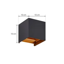 Lindby LED buiten wandlamp Nivar, hoekig, zwart/goud, IP54