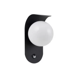 Lindby LED buiten wandlamp Lacie, sensor, zwart/wit, aluminium