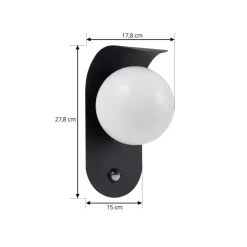 Lindby LED buiten wandlamp Lacie, sensor, zwart/wit, aluminium