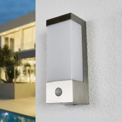 Lindby LED buiten wandlamp Severina, 25 cm, sensor, staal