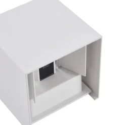 Lindby LED buiten wandlamp Nivar, hoekig, wit, metaal, IP54