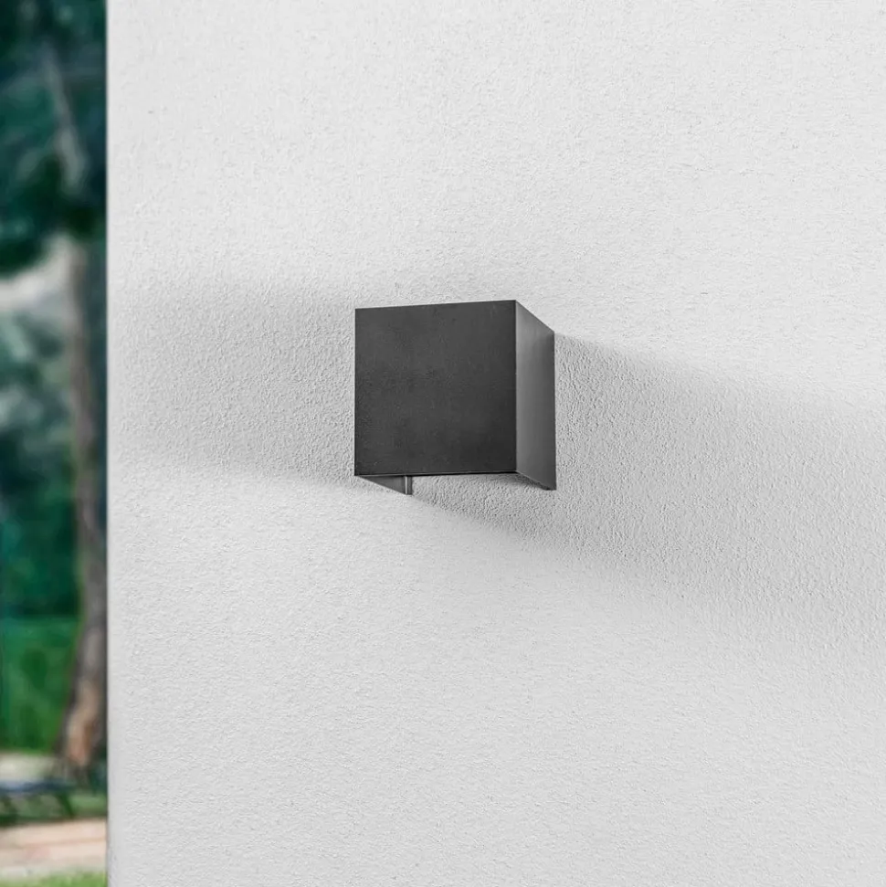 Lindby LED buiten wandlamp Nivar, hoekig, zwart, IP54