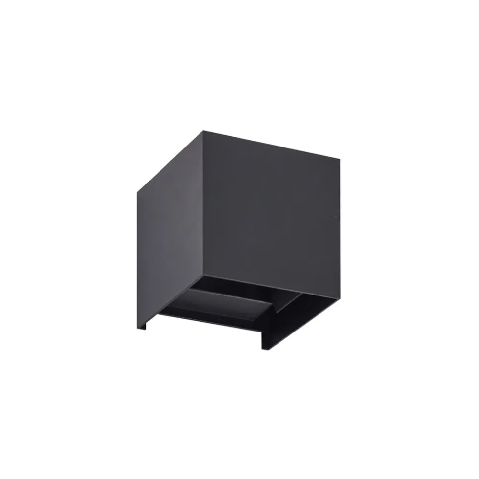 Lindby LED buiten wandlamp Nivar, hoekig, zwart, IP54